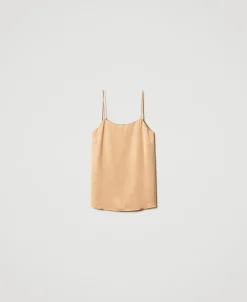 Top En Satin Avec Col Droit