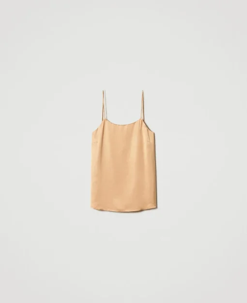 Top En Satin Avec Col Droit
