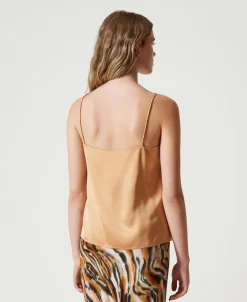 Top En Satin Avec Col Droit