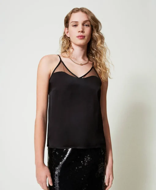 Top En Satin Et Tulle
