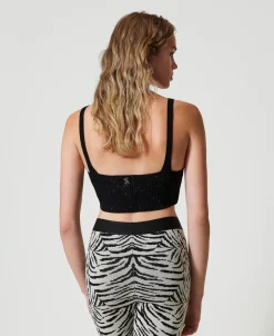Top MYFO En Maille Avec Imprimé Pailleté