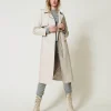 Trench Long Enduit Avec Ceinture