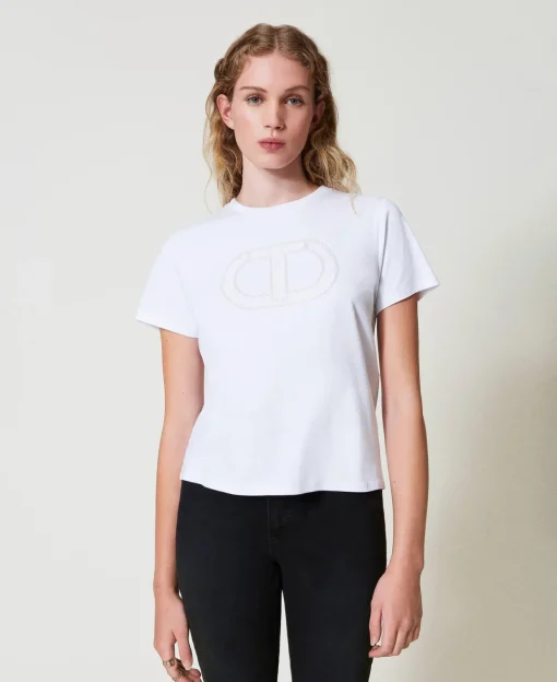 T-shirt Avec Broderie Siglée Oval T
