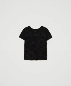 T-shirt Avec Broderies En Organza