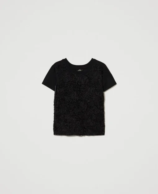 T-shirt Avec Broderies En Organza