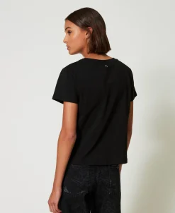 T-shirt Avec Broderies En Organza