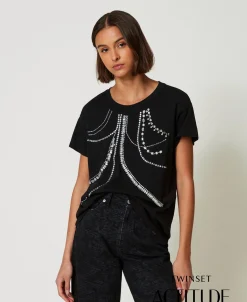 T-shirt Avec Broderies Et Perles