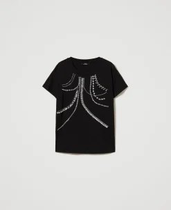 T-shirt Avec Broderies Et Perles