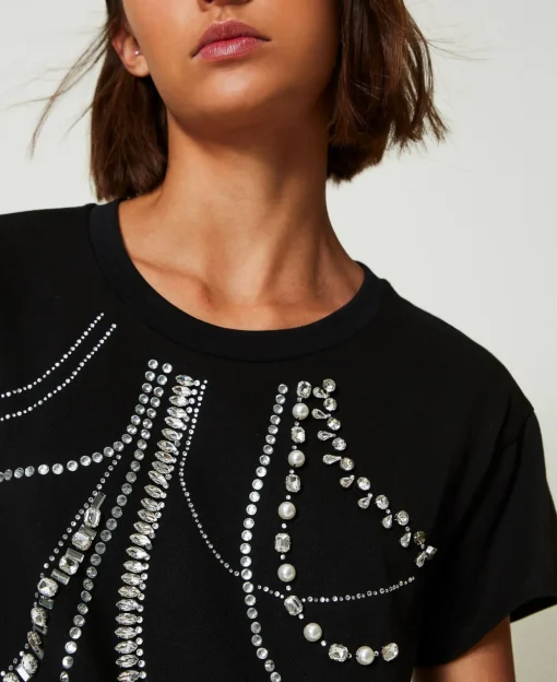 T-shirt Avec Broderies Et Perles