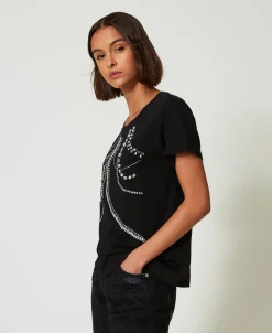 T-shirt Avec Broderies Et Perles