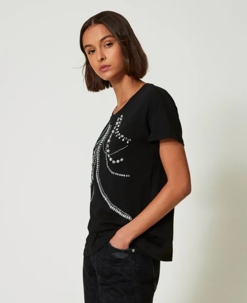 T-shirt Avec Broderies Et Perles