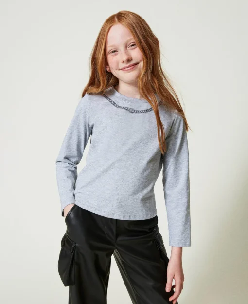 T-shirt Avec Imprimé Collier Et Strass