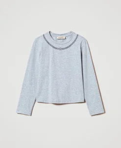 T-shirt Avec Imprimé Collier Et Strass