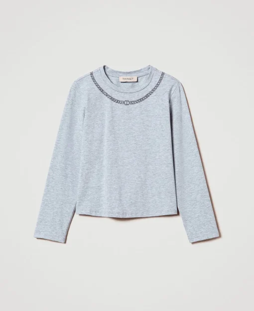 T-shirt Avec Imprimé Collier Et Strass