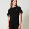T-shirt Avec Logo Oval T Et Plumes