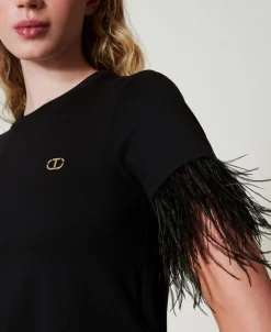 T-shirt Avec Logo Oval T Et Plumes