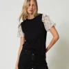 T-shirt Avec Manches En Crépon
