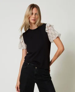 T-shirt Avec Manches En Crépon