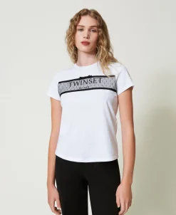 T-shirt Avec Volant En Tulle Et Broderie Siglée
