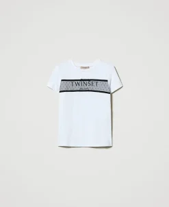 T-shirt Avec Volant En Tulle Et Broderie Siglée