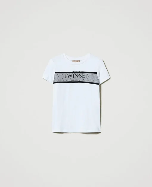 T-shirt Avec Volant En Tulle Et Broderie Siglée