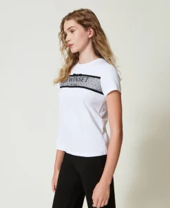 T-shirt Avec Volant En Tulle Et Broderie Siglée