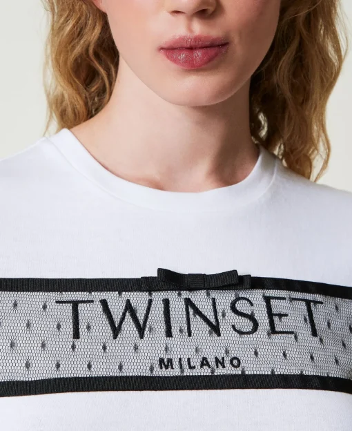 T-shirt Avec Volant En Tulle Et Broderie Siglée