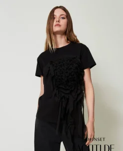 T-shirt Avec Volants En Crépon