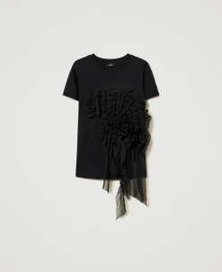 T-shirt Avec Volants En Crépon