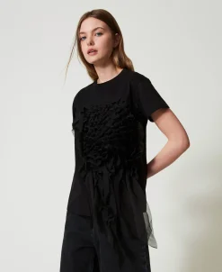 T-shirt Avec Volants En Crépon