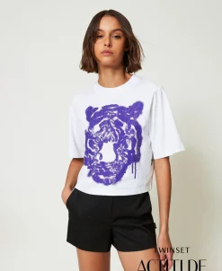 T-shirt Boxy MYFO Avec Imprimé Et Sequins