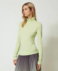 T-shirt Col Roulé Avec Broderie Siglée