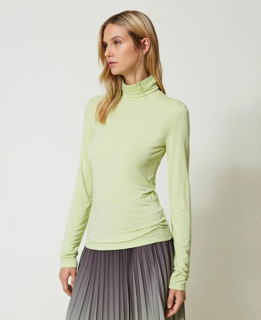 T-shirt Col Roulé Avec Broderie Siglée