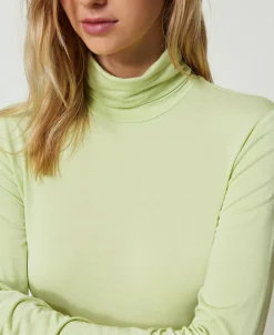 T-shirt Col Roulé Avec Broderie Siglée