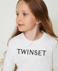 T-shirt Cropped Avec Logo Brodé