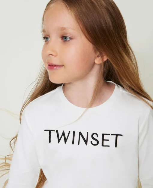 T-shirt Cropped Avec Logo Brodé