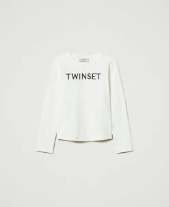 T-shirt Cropped Avec Logo Brodé