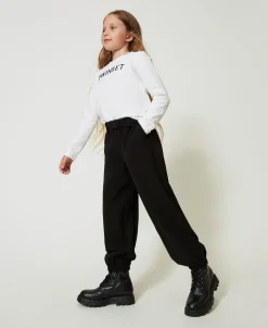 T-shirt Cropped Avec Logo Brodé