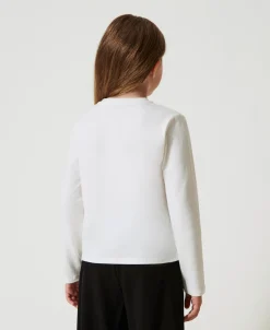 T-shirt Cropped Avec Logo Brodé