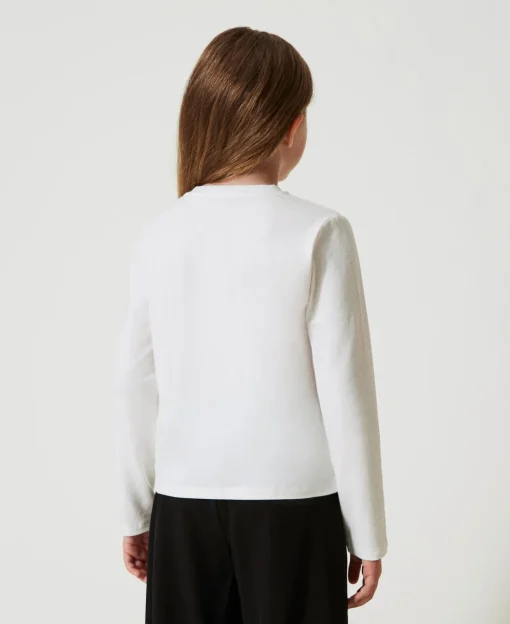 T-shirt Cropped Avec Logo Brodé
