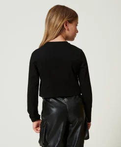 T-shirt Cropped Avec Logo Caoutchouté
