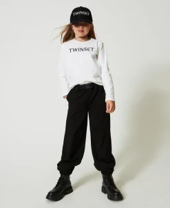 T-shirt Cropped Avec Logo Brodé