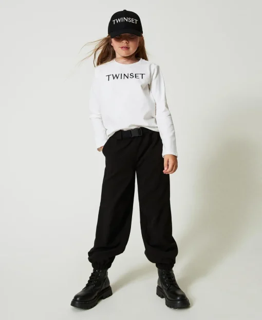 T-shirt Cropped Avec Logo Brodé