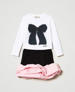 T-shirt Imprimé Et Jupe Volantée