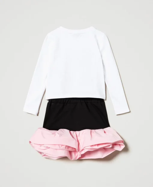 T-shirt Imprimé Et Jupe Volantée