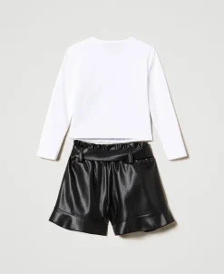T-shirt Imprimé Et Short Volanté