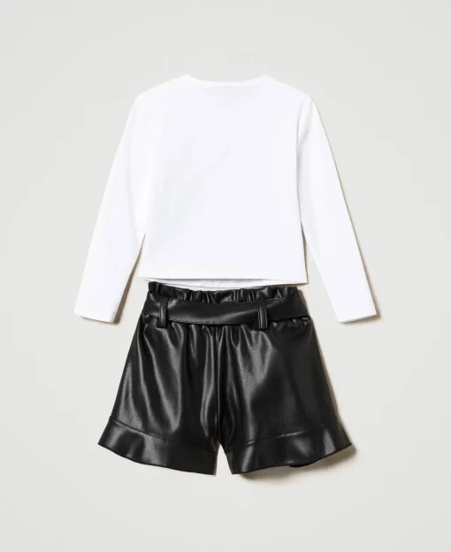 T-shirt Imprimé Et Short Volanté