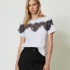 T-shirt Regular Avec Dentelle Incrustée