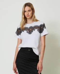 T-shirt Regular Avec Dentelle Incrustée