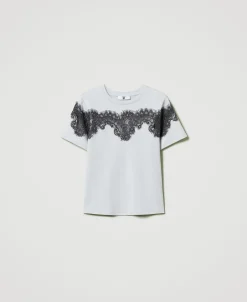 T-shirt Regular Avec Dentelle Incrustée